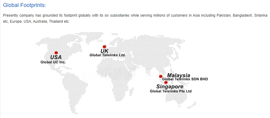 Map of Global Affiliates: Presently, the company has grounded its footprint globally with its six subsidiaries while serving millions of customers in Asia, including Pakistan, Bangladesh, Sri Lanka, etc, Europe, USA, Australia, Thailand, etc.
